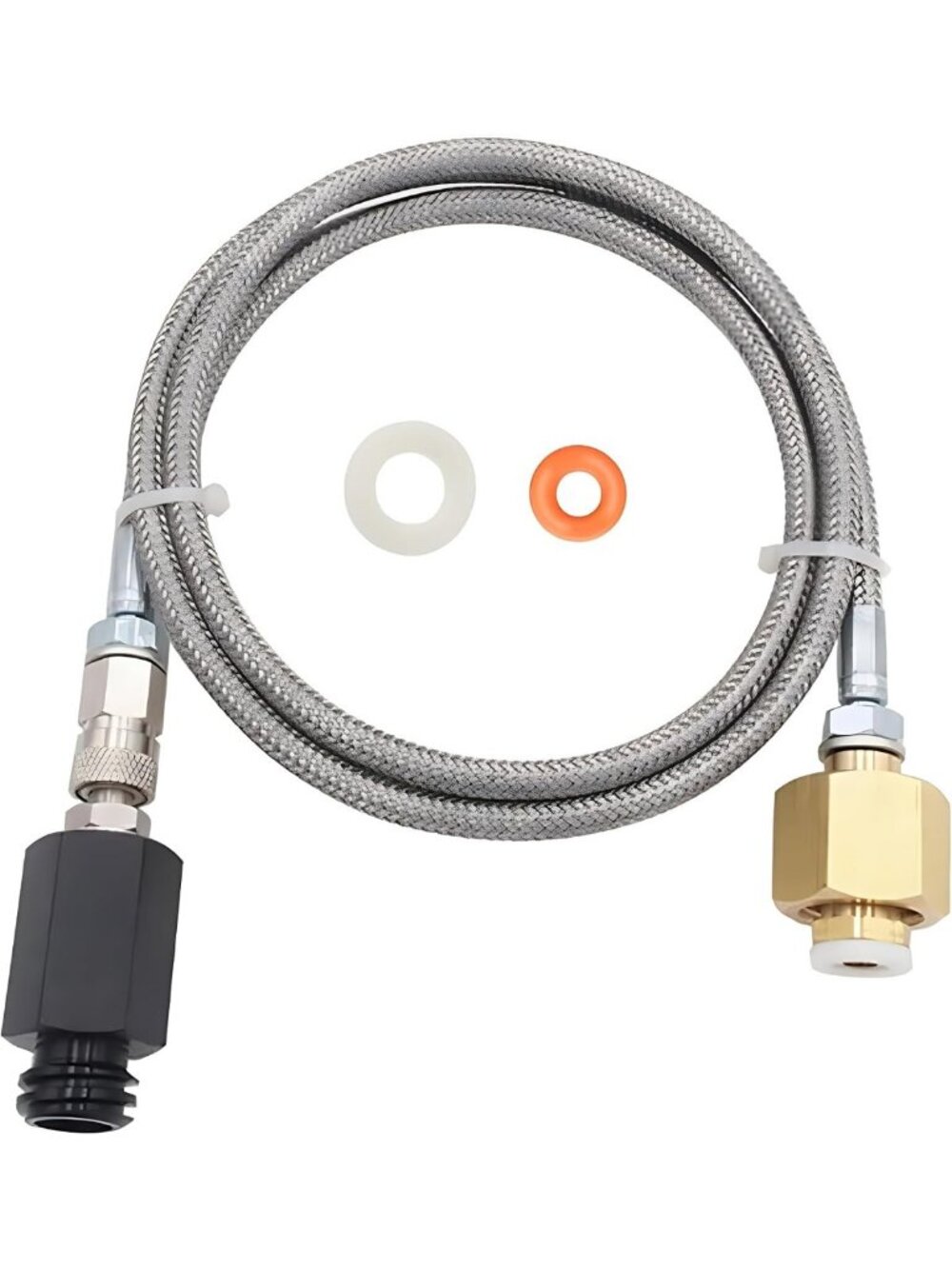 High Pressure 60in Stainless Steel CO2 Adapter Hose for Soda Makers, Fill Kit